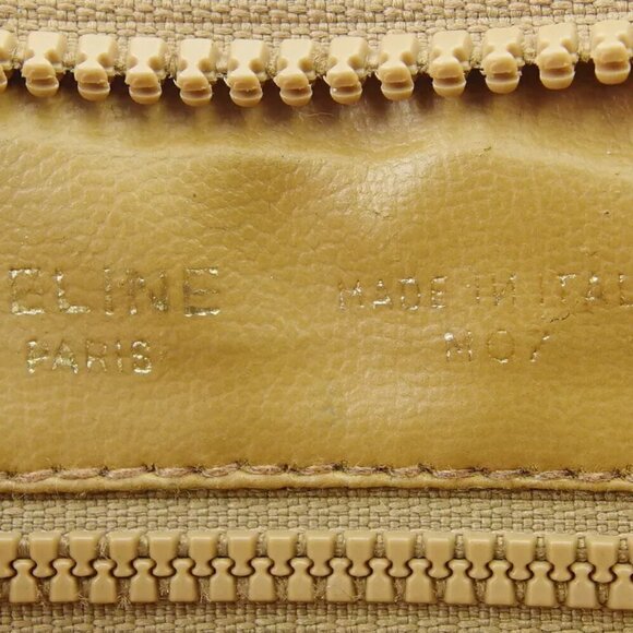 CELINE Clutch Bag Macadam Beige PVC ?~ Leather Authentic - Picture 7 of 9